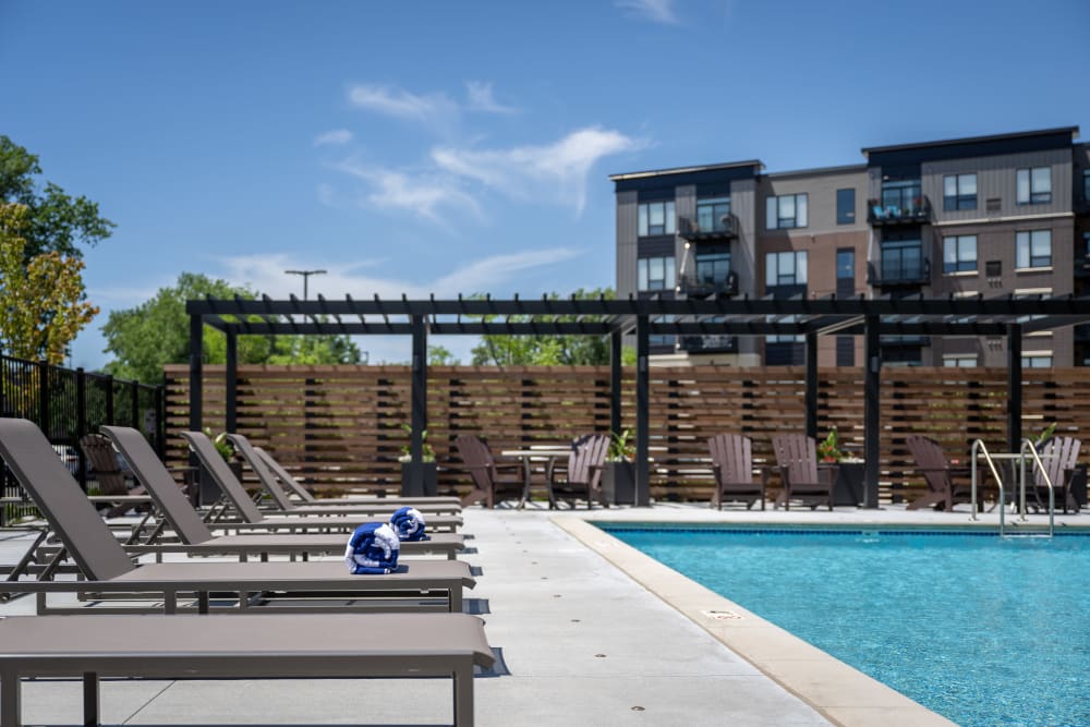 Resort-style swimming pool at Amira Lake Elmo in Lake Elmo, Minnesota