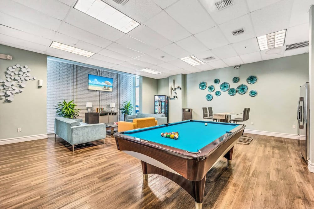 Our rec room with a billiard table at Elements on Third in St Petersburg, Florida