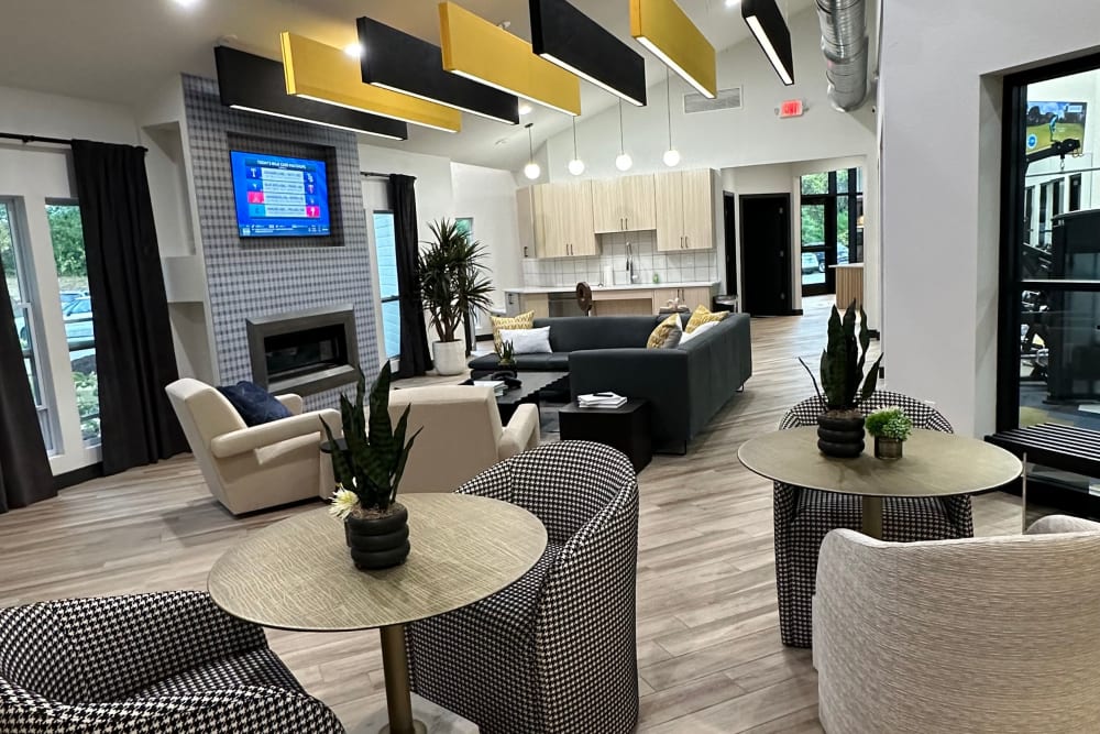 Community lounge area at The Landing at CoMo in Columbia, Missouri