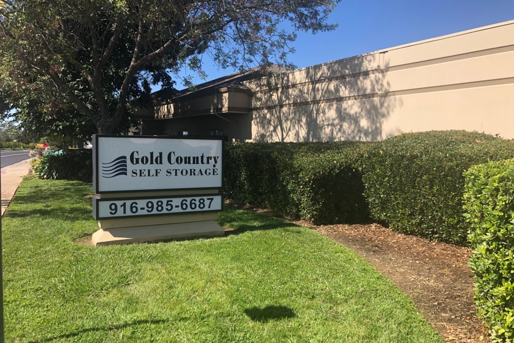 Our welcome sign at Gold Country Self Storage in Folsom, California