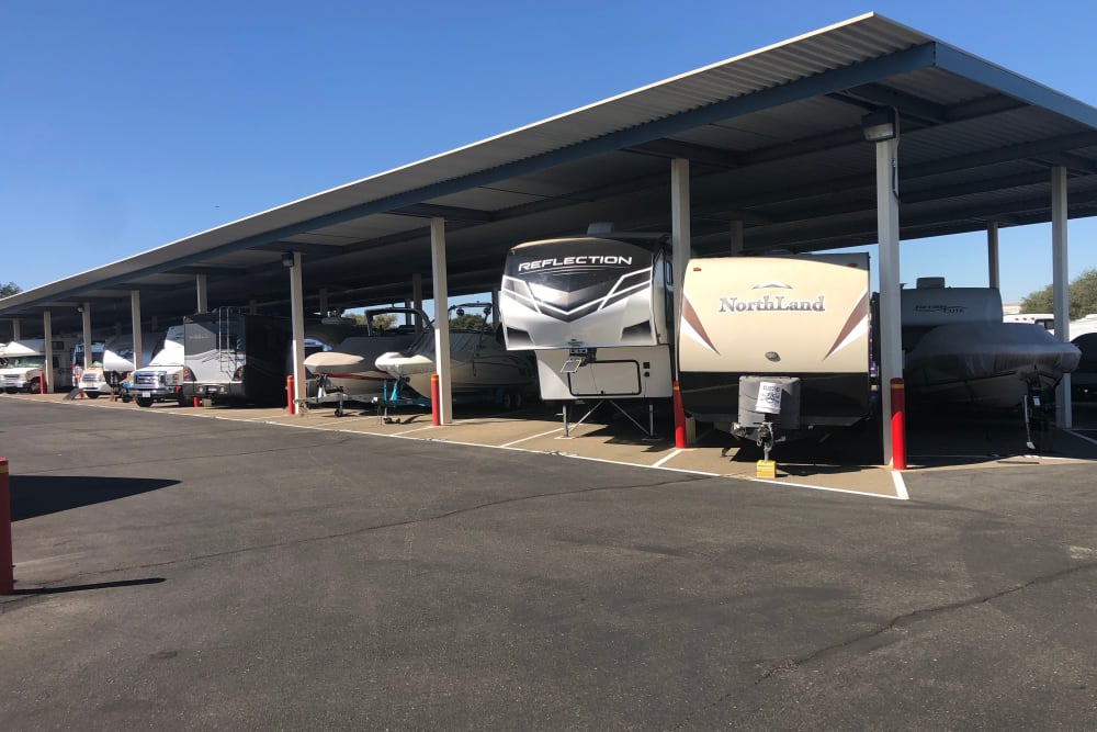 Covered RV storage available at Blue Oaks Self Storage in Roseville, California