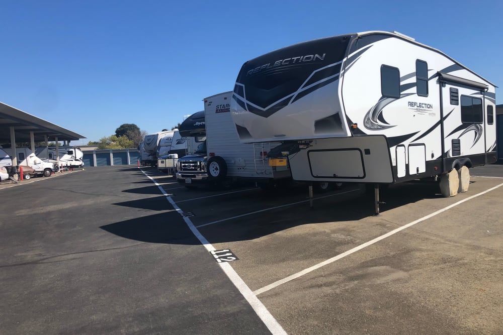 RV's being stored at Blue Oaks Self Storage in Roseville, California