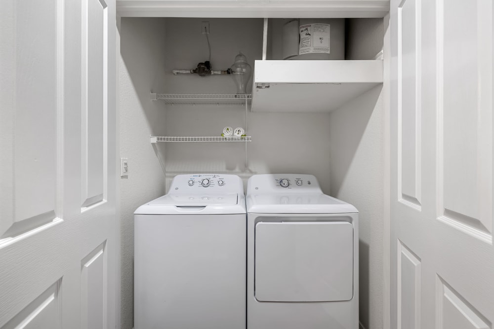 Full size washer and dryer at Marquis at Waterview in Richardson, Texas
