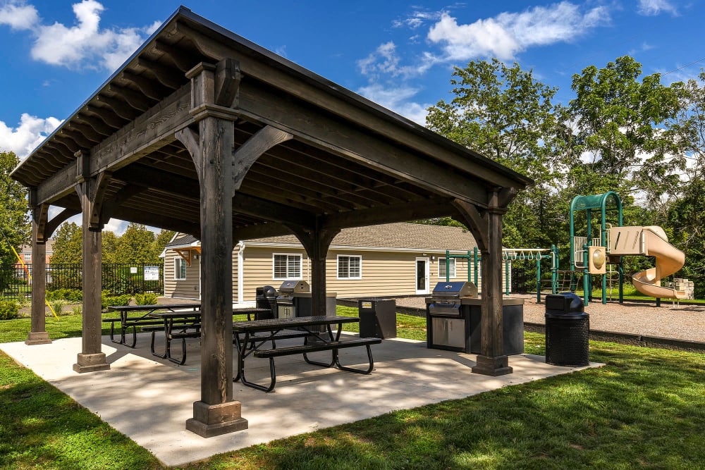 outdoor grilling pavilion at Parc at West Point, North Wales, Pennsylvania