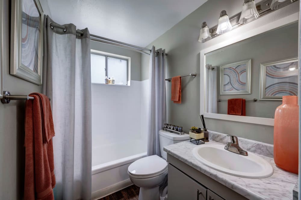 Bathroom at Ten 30 and 49 Apartments in Broomfield, Colorado