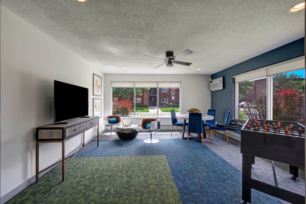 Entertainment area at Ten 30 and 49 Apartments in Broomfield, Colorado