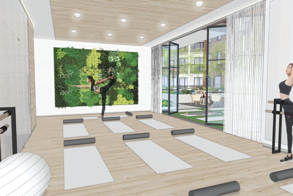 Concept rendering of the yoga studio at Five43 in Bel Air, Maryland