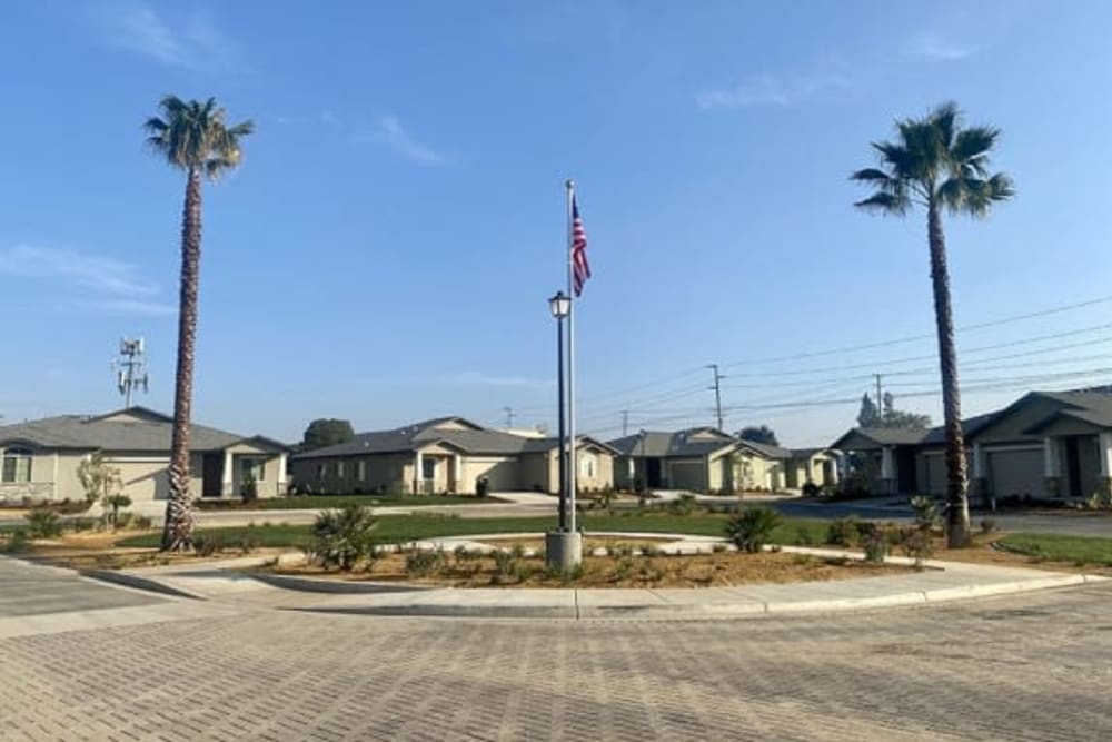 Street at the entrance to Wisdom Place in Modesto, California