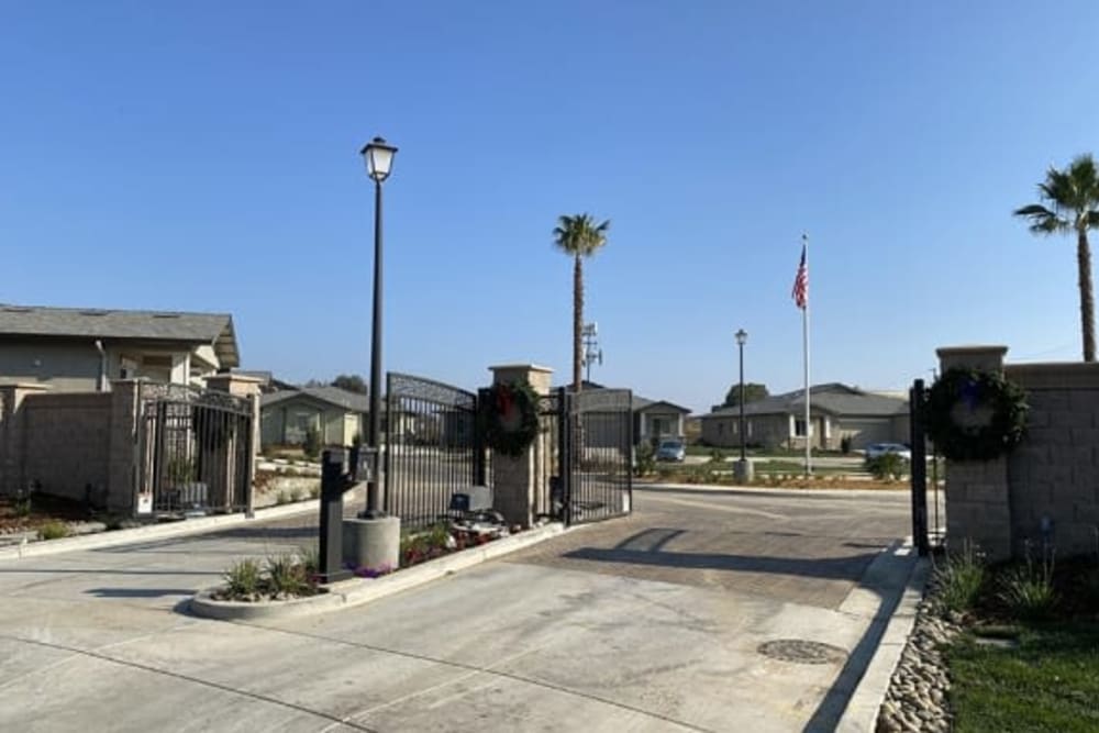 Gated entrance to Wisdom Place in Modesto, California