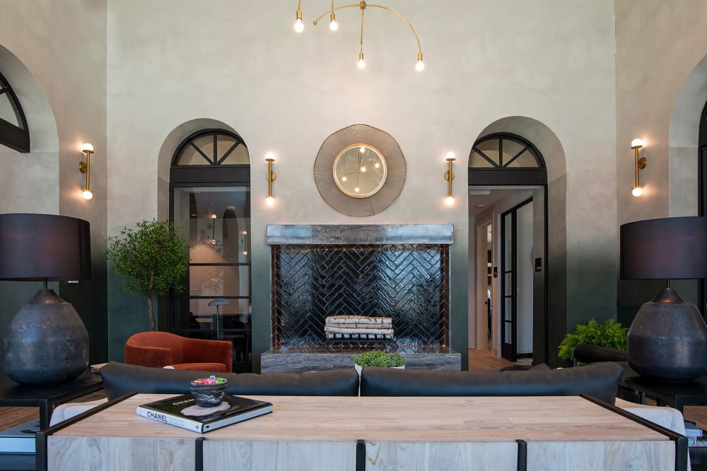 Beautiful fireplace at Auro Crossing in Austin, Texas