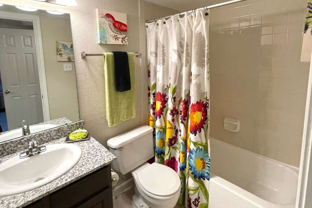 Spacious bathrooms at The Abbey at Conroe in Conroe, Texas