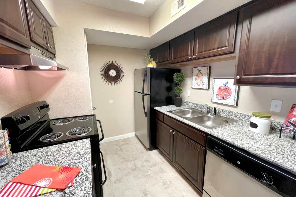 Modern kitchens and appliances at The Abbey at Conroe in Conroe, Texas