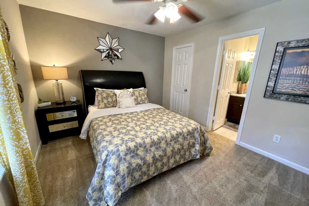 Cozy bedrooms at The Abbey at Conroe in Conroe, Texas