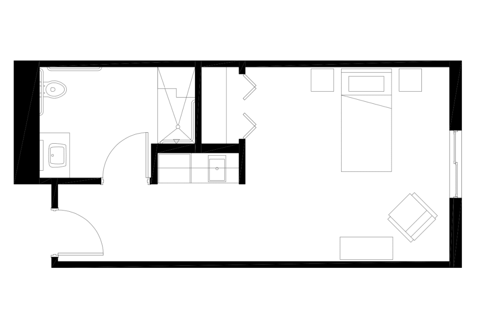 Studio Bedroom floorplan at The Residences at Miami in Miami