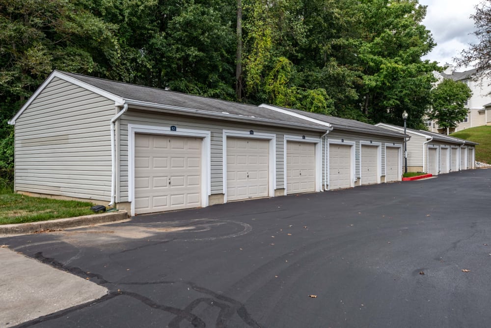 Garage storage building at Park at Winterset Apartments in Owings Mills, Maryland