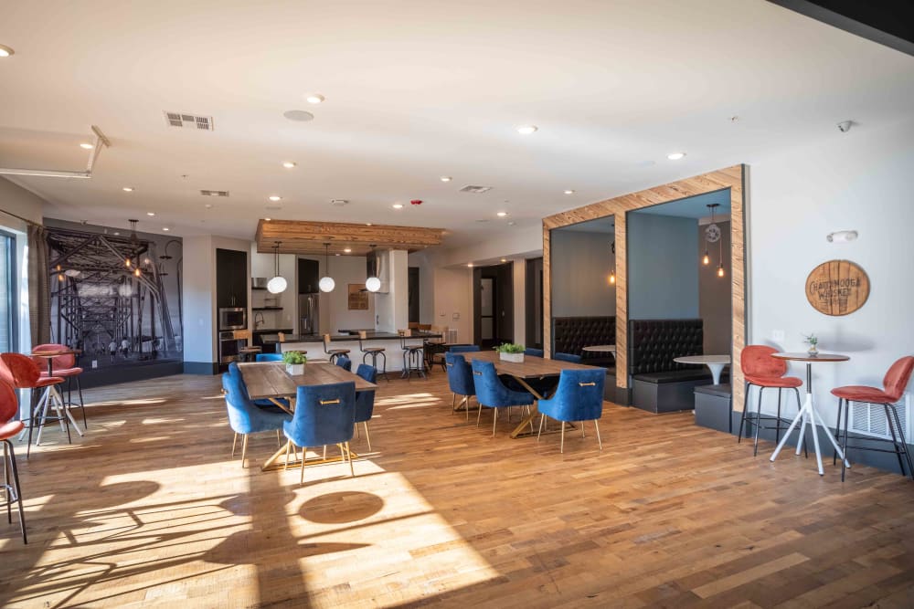 Community space in Clubhouse at Bluebird Row in Chattanooga, Tennessee