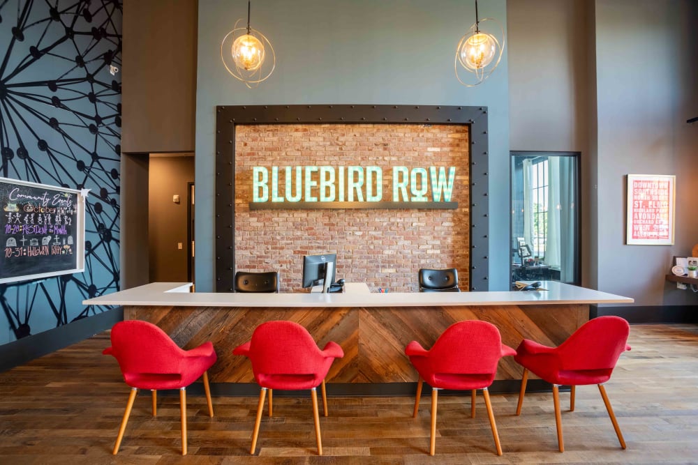 Leasing office front desk at Bluebird Row in Chattanooga, Tennessee