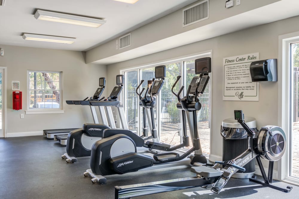 Treadmills, ellipticals, and other fitness equipment at Maple Bay Townhomes in Virginia Beach, Virginia