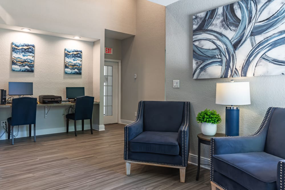 Business center and community sitting area at Mountain View Apartment Homes in Colorado Springs, Colorado