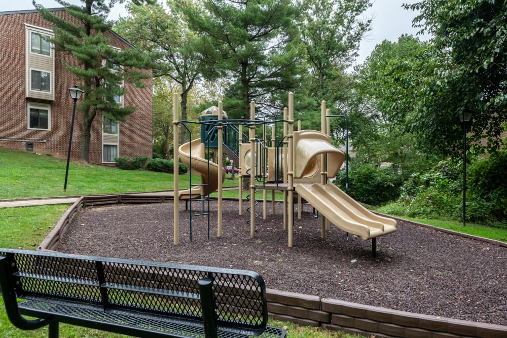 Community playground equipment at The Timbers at Long Reach Apartments in Columbia , Maryland