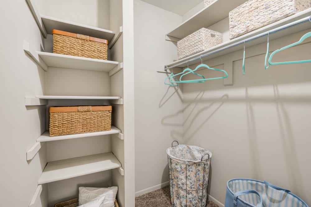 Spacious closet in an apartment at The Timbers at Long Reach Apartments in Columbia, Maryland