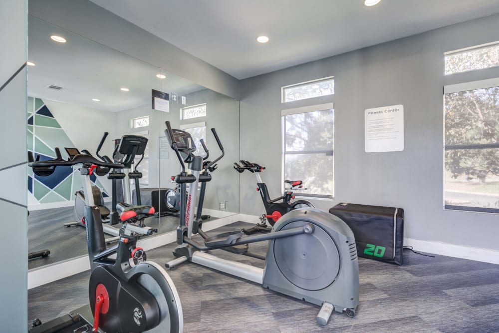 Spin cycles in fitness center at The Pines at Castle Rock Apartments in Castle Rock, Colorado