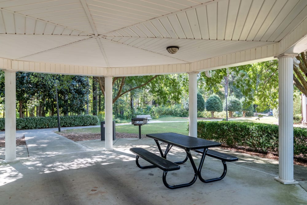 Covered picnic table pavilion at The Park at Riverview in Atlanta, Georgia 