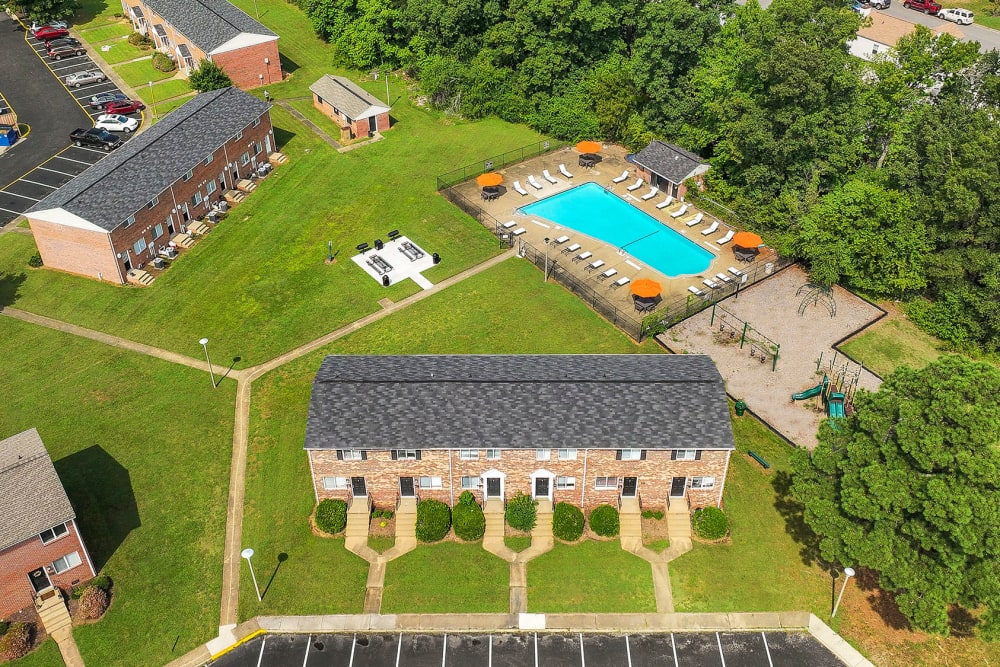 aerial view of pool at James River Pointe in Richmond, Virginia