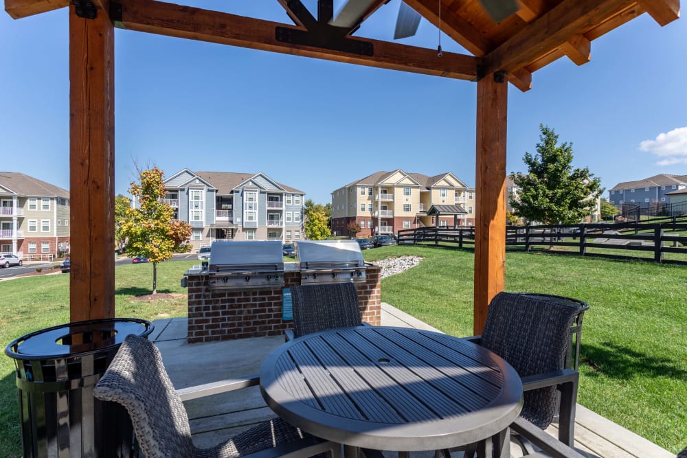 Covered picnic area by barbecue Station at The Retreat at Arden Village Apartments in Columbia, Tennessee