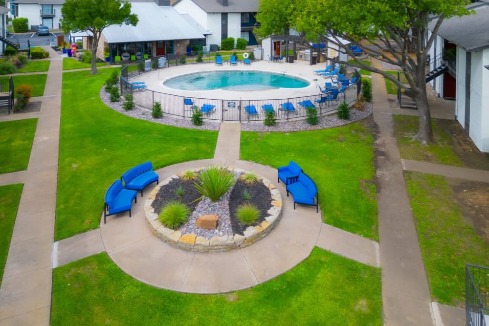 Swimming pool and a small park at Lawson Apartment Homes Benbrook, Texas