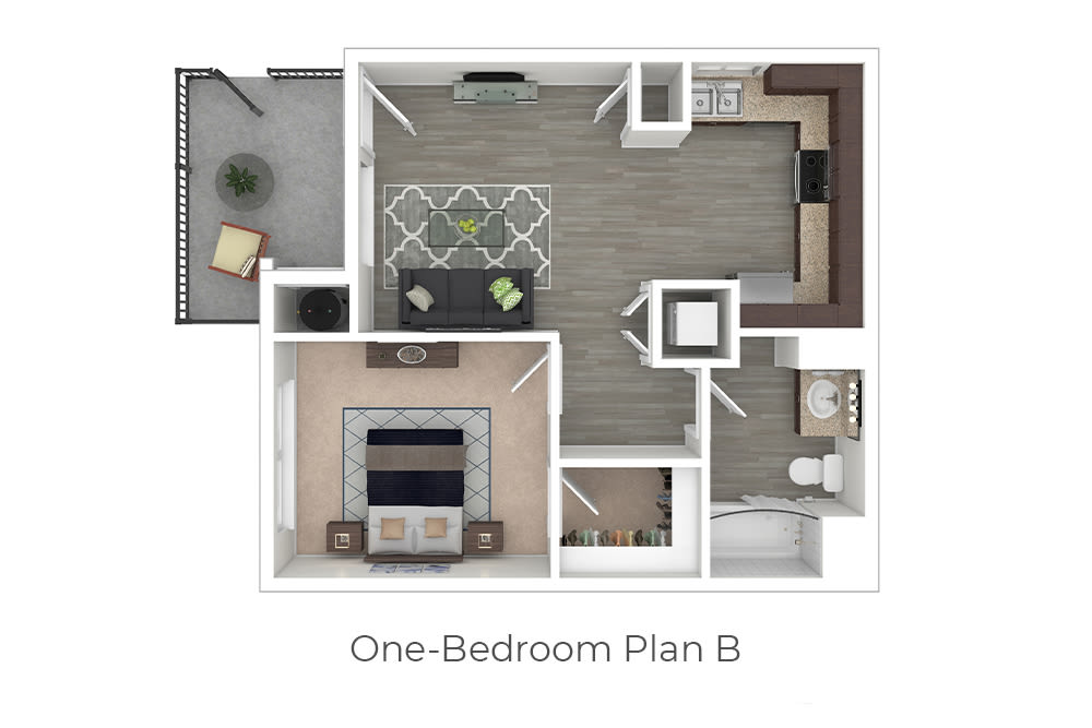One-Bedroom Plan B Floor Plan