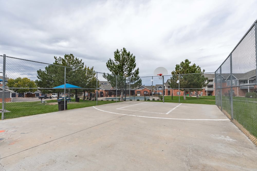 on-site basketball court at Centennial East Apartments in Englewood, Colorado