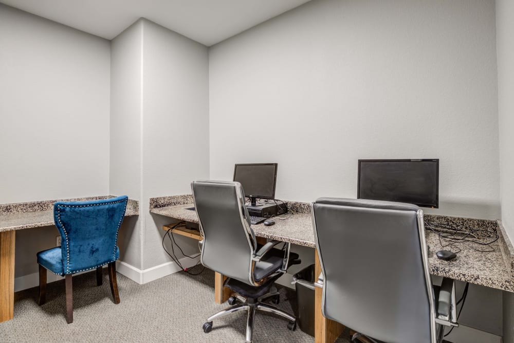 Business center workstations at Centennial East Apartments in Englewood, Colorado