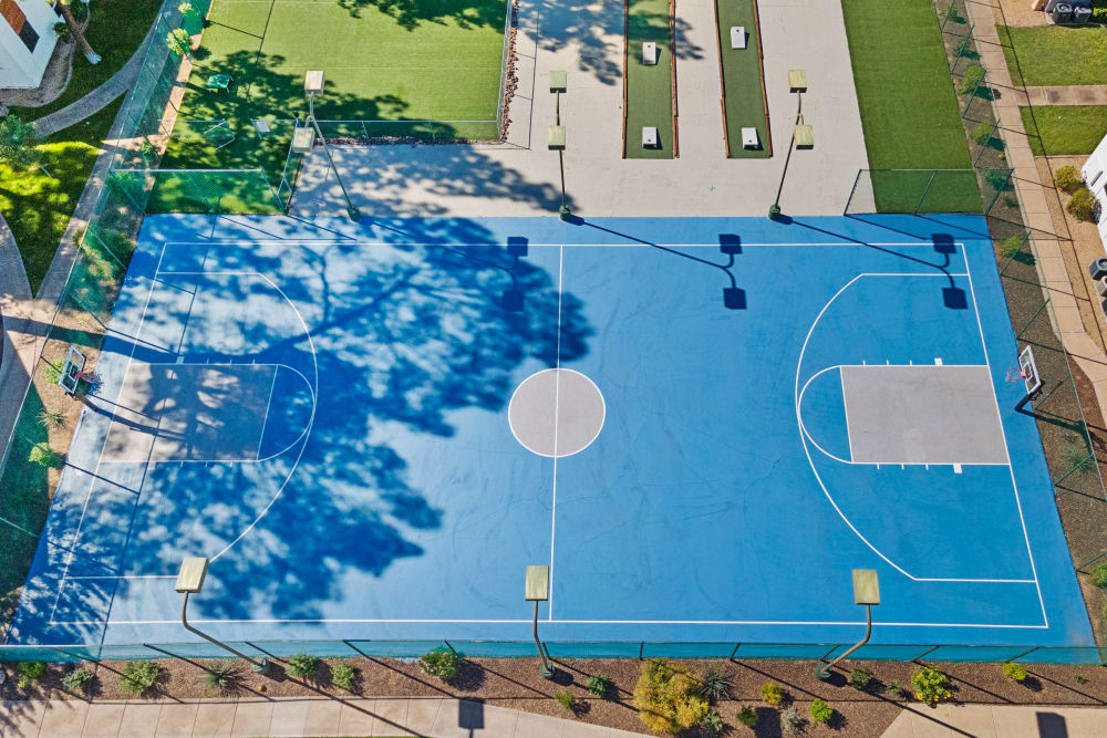 Aerial view of the basketball court at The Mod in Phoenix, Arizona