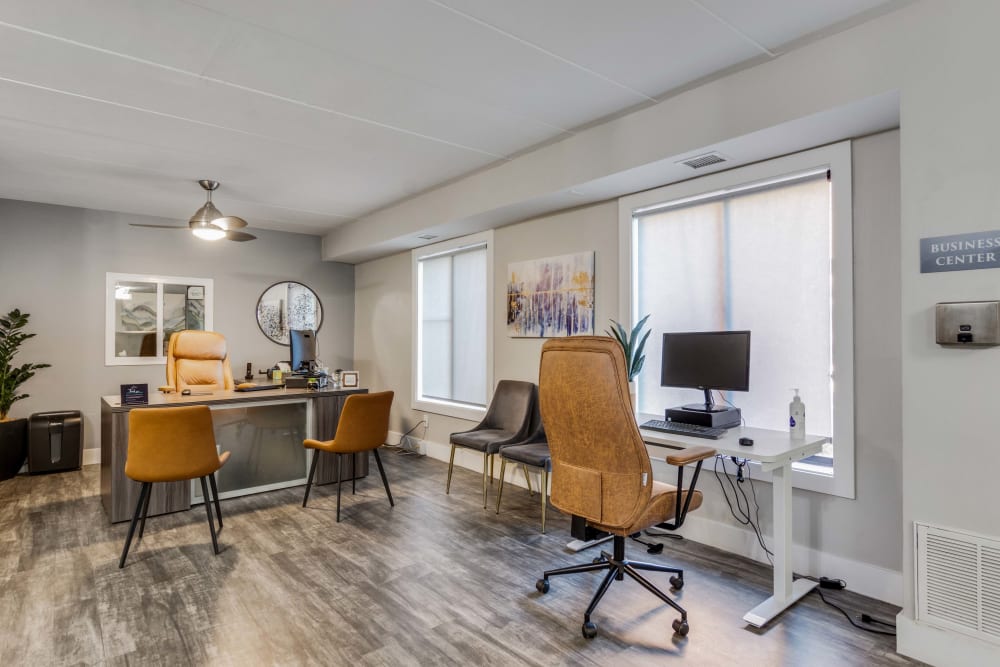 Leasing office work stations at Parkway Apartments in Williamsburg, Virginia