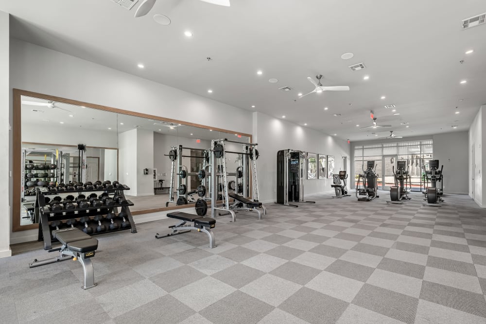 Work out area with weights at 44 South in Austin, Texas