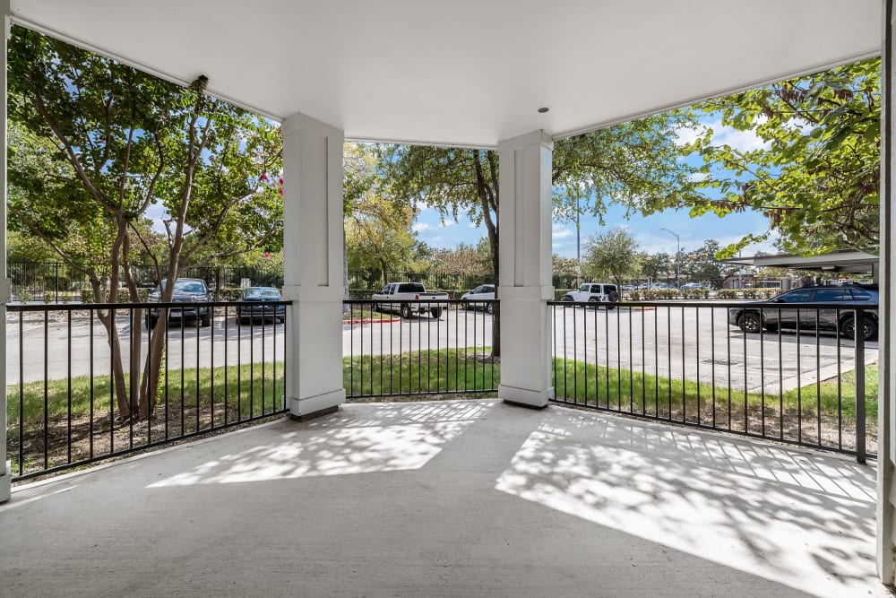 Large covered balcony at Marquis on Lakeline in Cedar Park, Texas