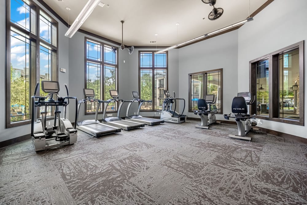 Cardio machines in the fitness center at Marquis on Lakeline in Cedar Park, Texas