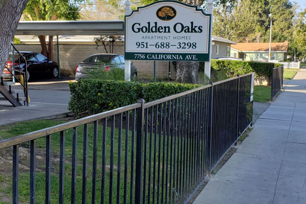 Gated apartment at Golden Oaks in Riverside, California