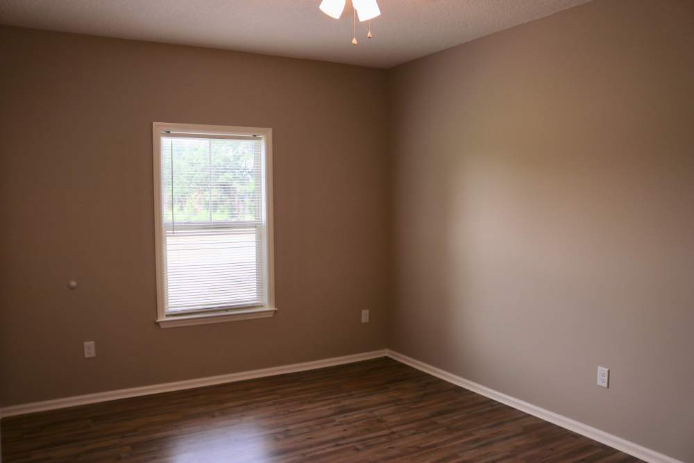 Bare bedroom space in a model home at Patriots Place in Valdosta, Georgia