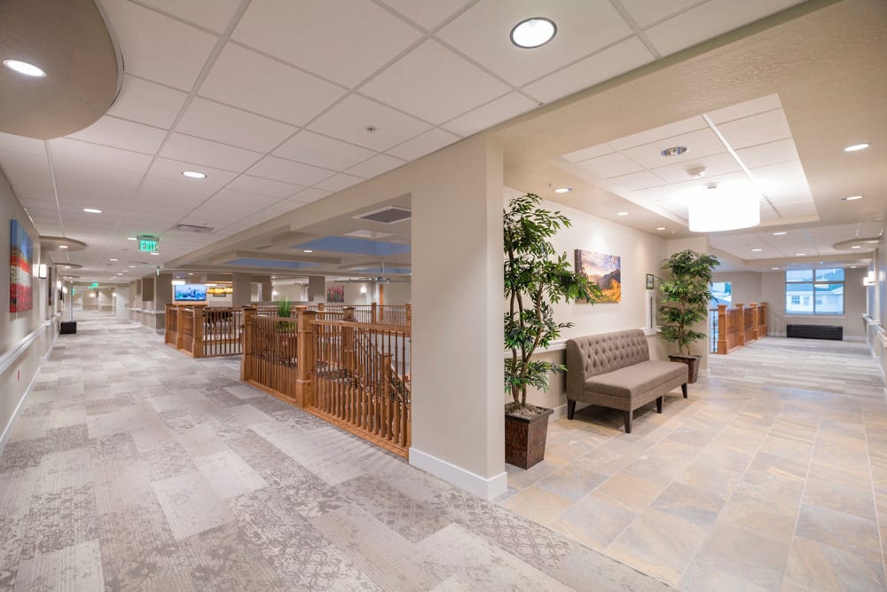 2nd floor hallway junction at Crescent Senior Living in Sandy, Utah