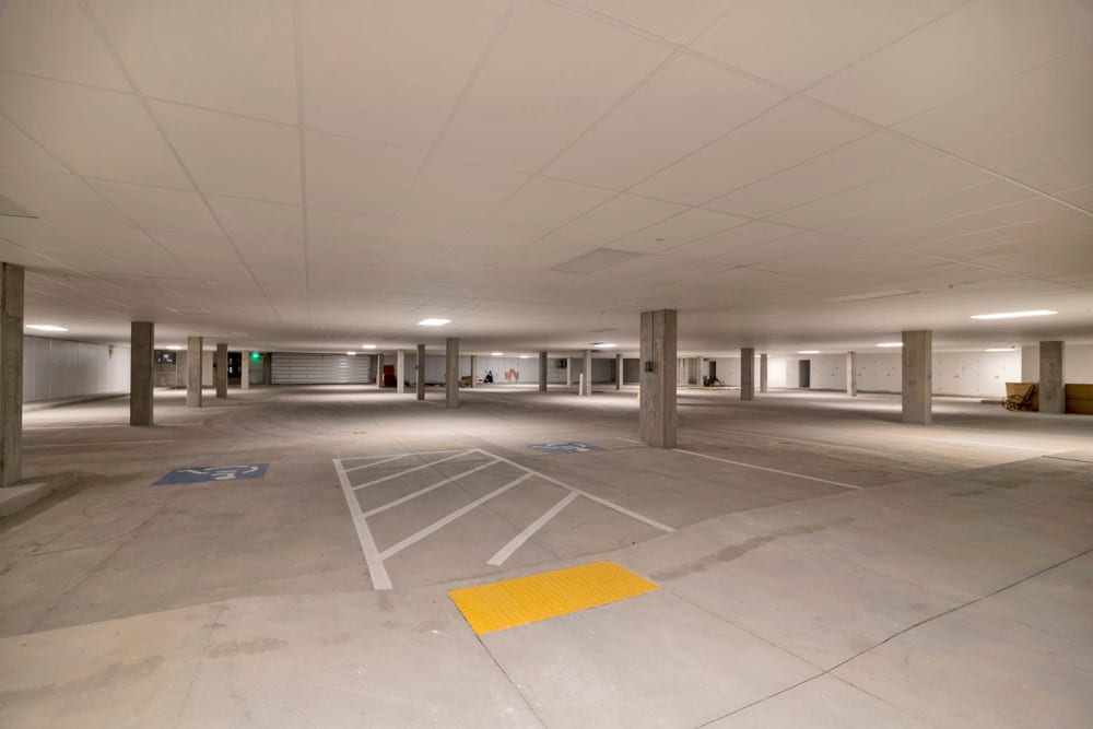 Parking lot underground at Crescent Senior Living in Sandy, Utah