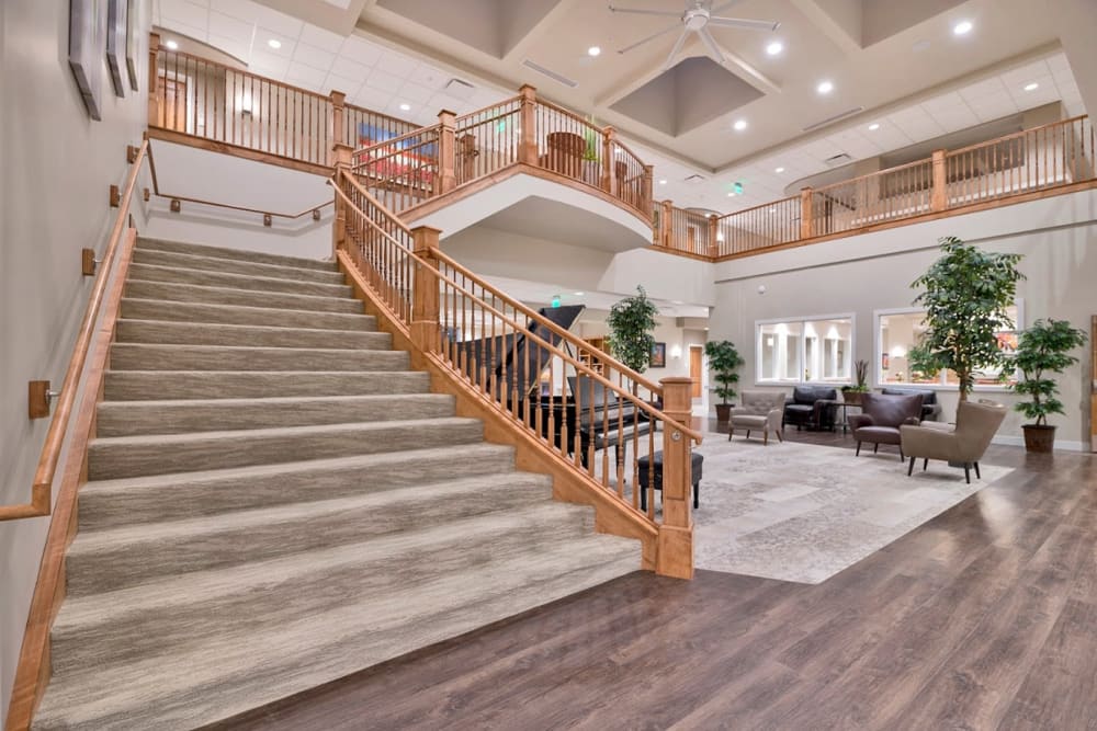 Stairs leading up to Crescent Senior Living in Sandy, Utah