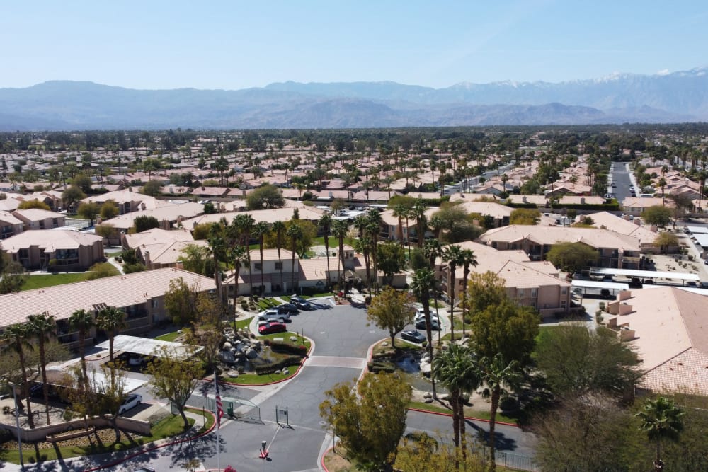 Aerial view housing community at Desert Oasis in Palm Desert, California