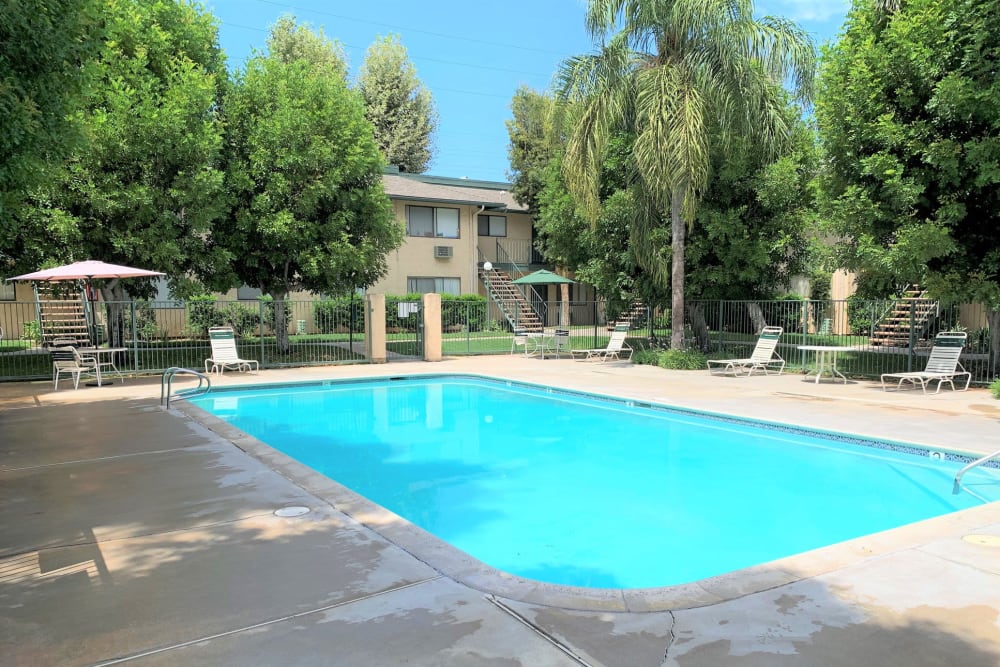 Outdoor swimming pool at Sierra Gardens in Riverside, California