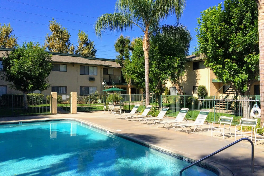 Our beautiful swimming pool at Sierra Gardens in Riverside, California