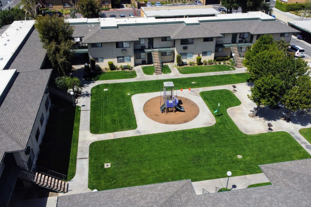 Community aerial view at Sierra Gardens in Riverside, California