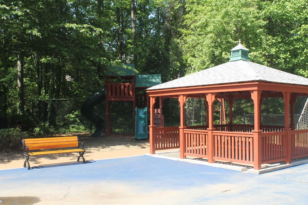 A gazebo near the playground for residents at Chapel Creek in Doraville, Georgia