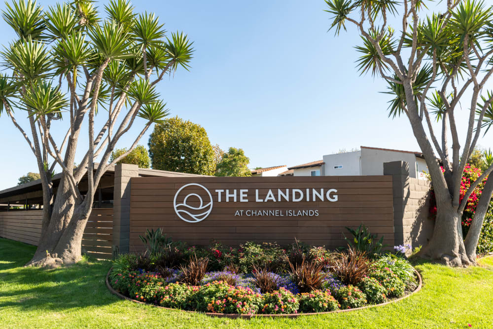 The Landing at Channel Islands outdoor sign and garden in OxnardCA