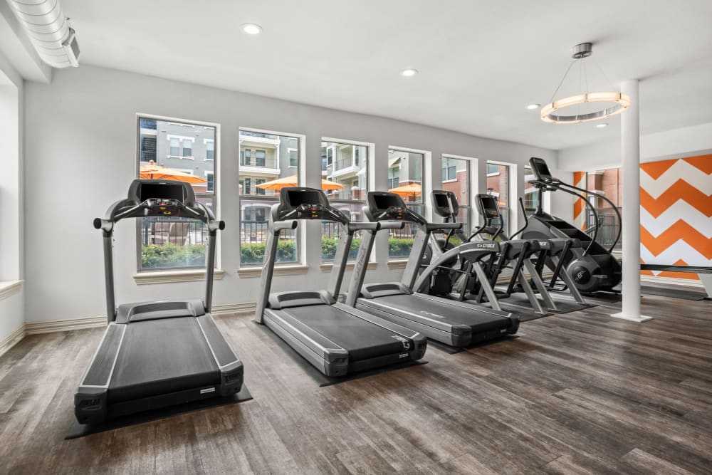  Very well-equipped onsite fitness center at Olympus Las Colinas in Irving, Texas
